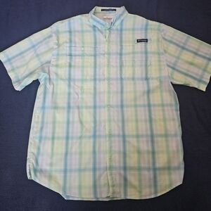 Columbia PFG Plaid Short Sleeve Shirt - Blue and Green